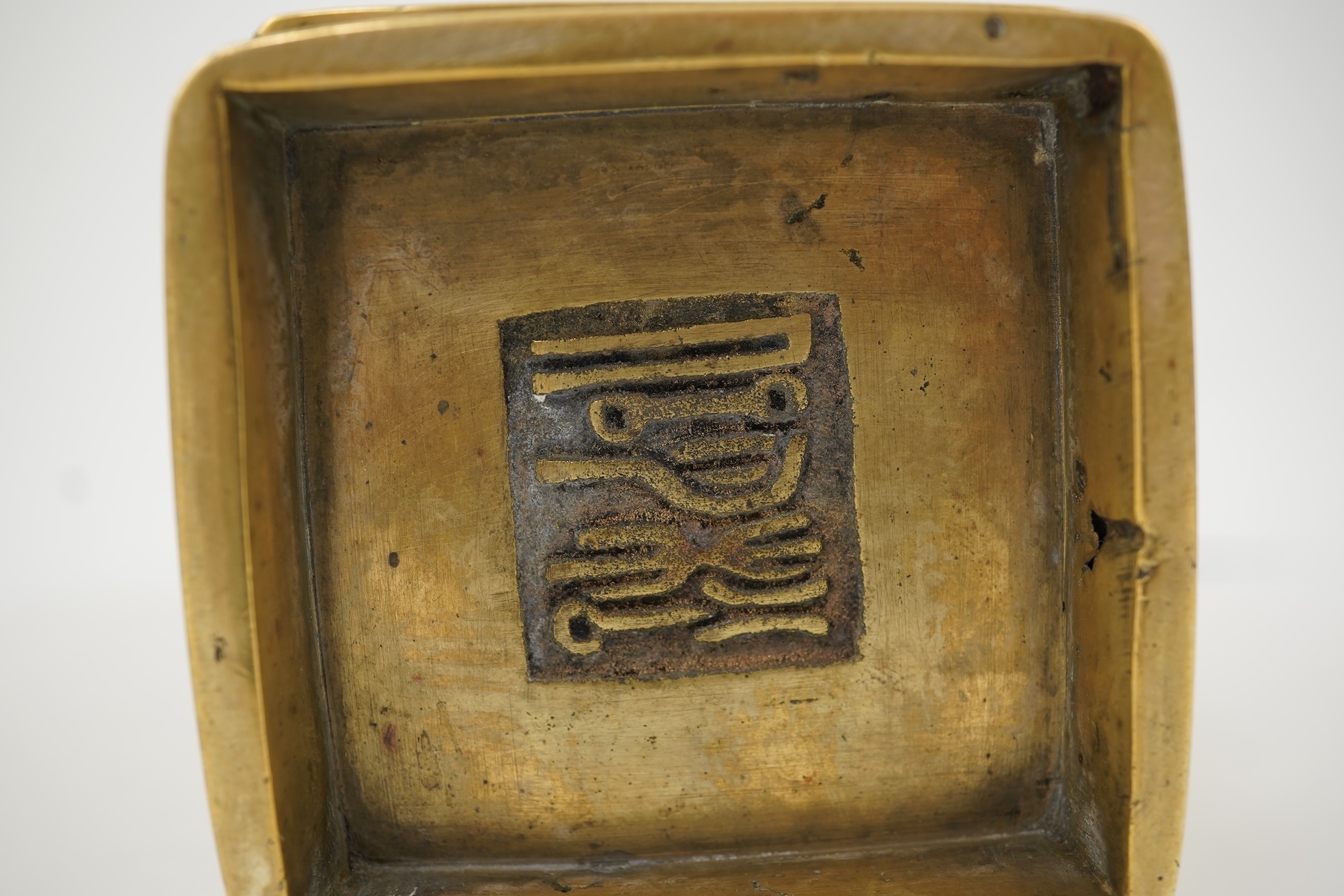 A Chinese polished bronze cong vase, early 20th century